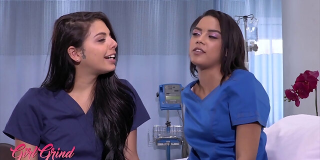 2 sexy nurses maya bijou and gina valentina dork around in a medical center room